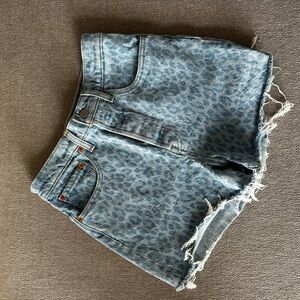 Levi's Blue Leopard Print Jean Shorts